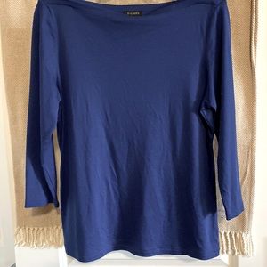 Talbots Blue Wide opened neck blouse